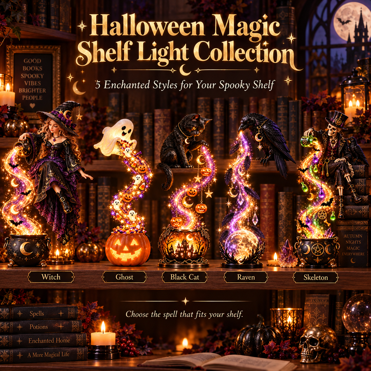 🧙 49% OFF | Witch Cascade Shelf Light – A Magical Glow for Halloween Night ✨