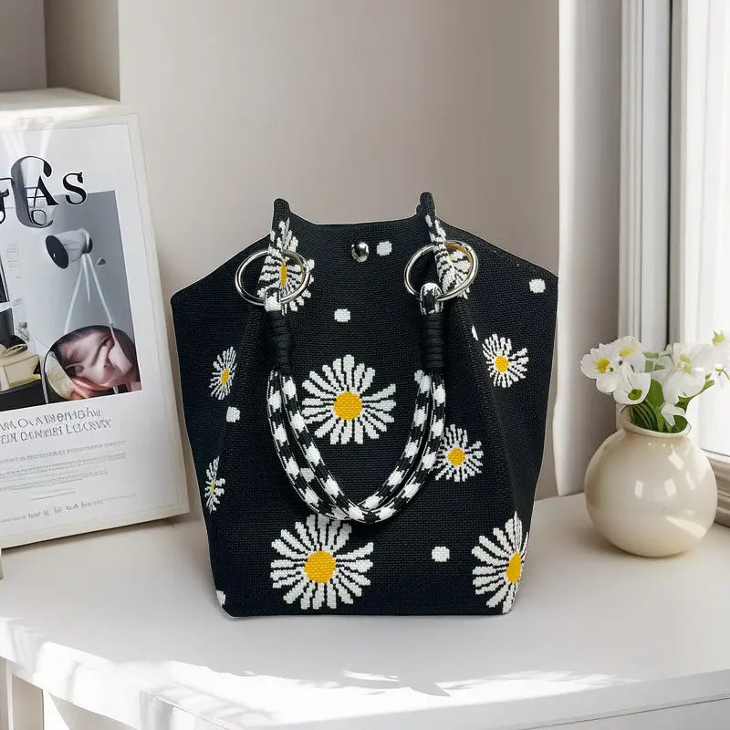 👜Boho Woven Polyester Bucket Bag
