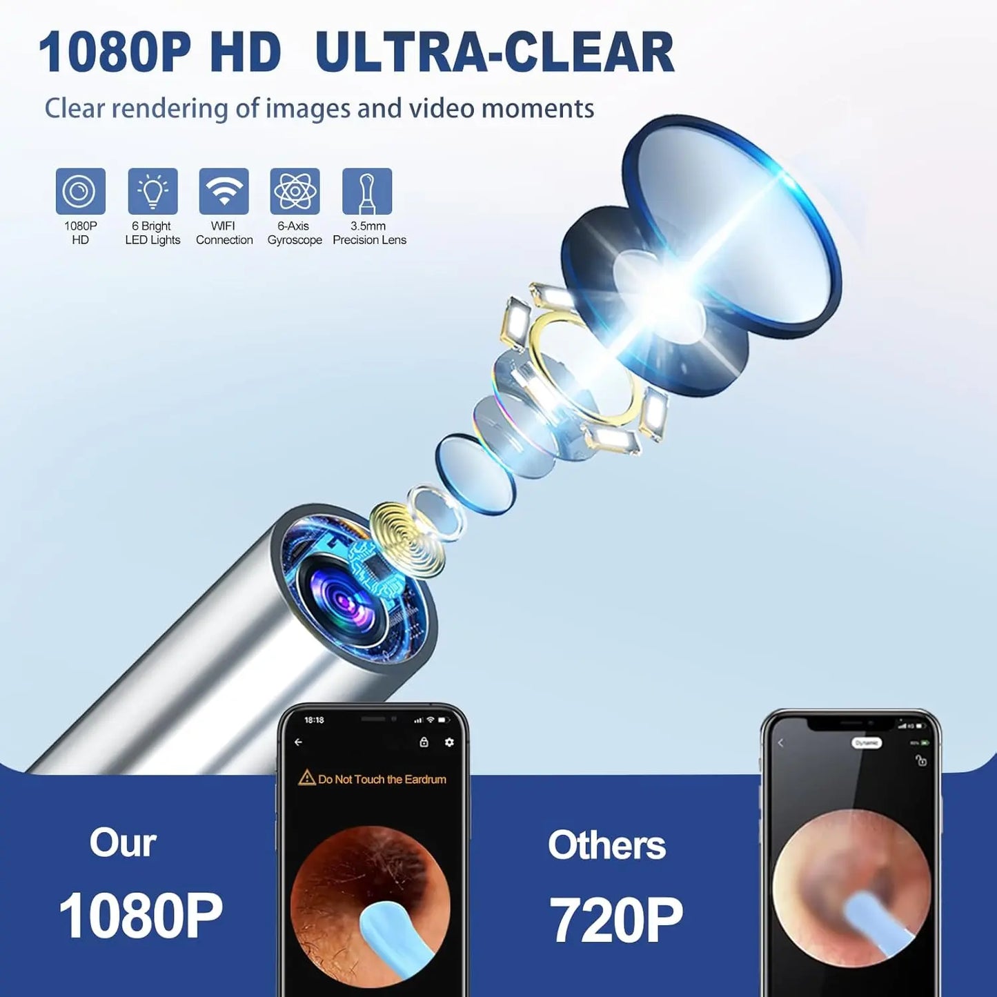 🔍Ear Hygiene Set, HD Visual Earwax Removal Tool with Camera, 1080P HD Camera Ear Cleaner, Compatible with iPhone and Android Phones.