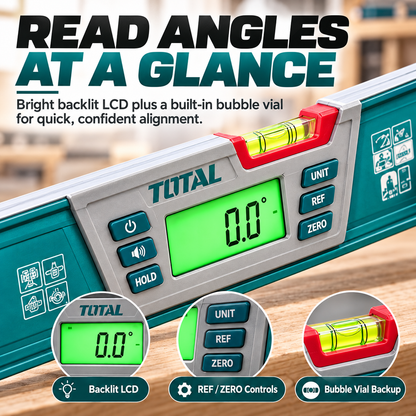 Digital Angle Level with Backlit LCD – Electronic Spirit Level for DIY & Home Renovation