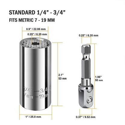 One Socket Fits 7–19 mm Nuts & Bolts