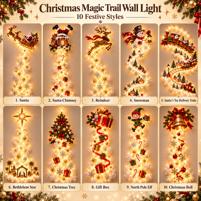 ✨ Christmas Magic Trail Wall Light – Glowing Vertical Holiday Scene in 10 Festive Styles