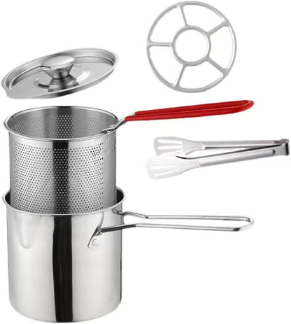 1 Set Stainless Steel Stock Fry Pot with Strainer Basket