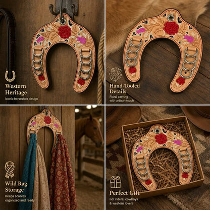🔥 Handmade Leather Horseshoe Wild Rag Holder