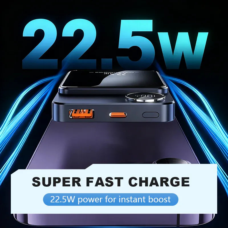 Portable power bank showing wired charging capability