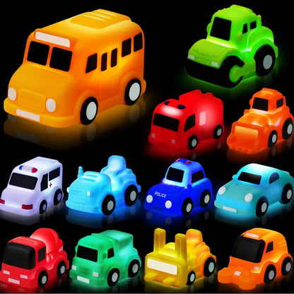 6-Pack Light-Up Bath Vehicles – Flashing Cars & Trucks for Toddler Tub Fun