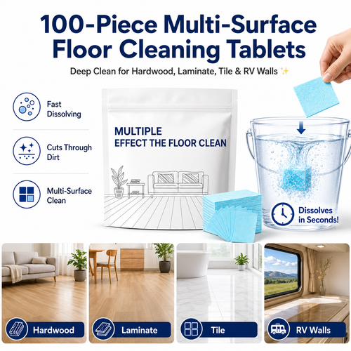 🔥 100-Piece Multi-Surface Floor Cleaning Tablets – Deep Clean for Hardwood, Laminate, Tile & RV Walls✨
