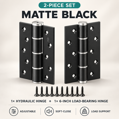 🚪2-Piece Hydraulic Self-Closing Door Hinge Set – Adjustable Soft Close & 90° Hold-Open