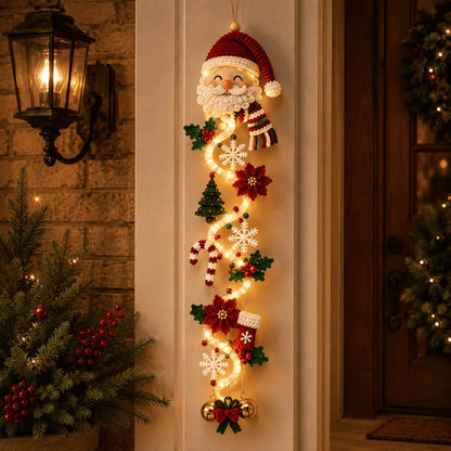 🎄MerryCascade™ Glowing Christmas Door Hanger | 6 Festive Lighted Designs with Warm Glow, Dimensional Details & Space-Saving Vertical Décor