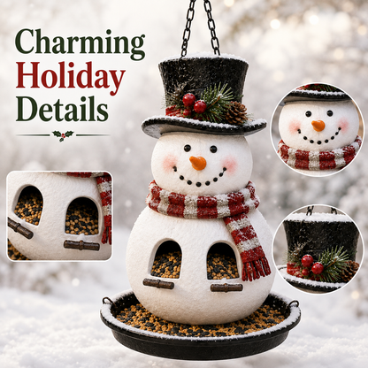 Christmas themed bird feeder outdoor detail