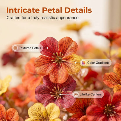 🍂🧡Artificial Autumn Violet Silk Flower Bouquet✨Weatherproof Faux Fall Floral Stems