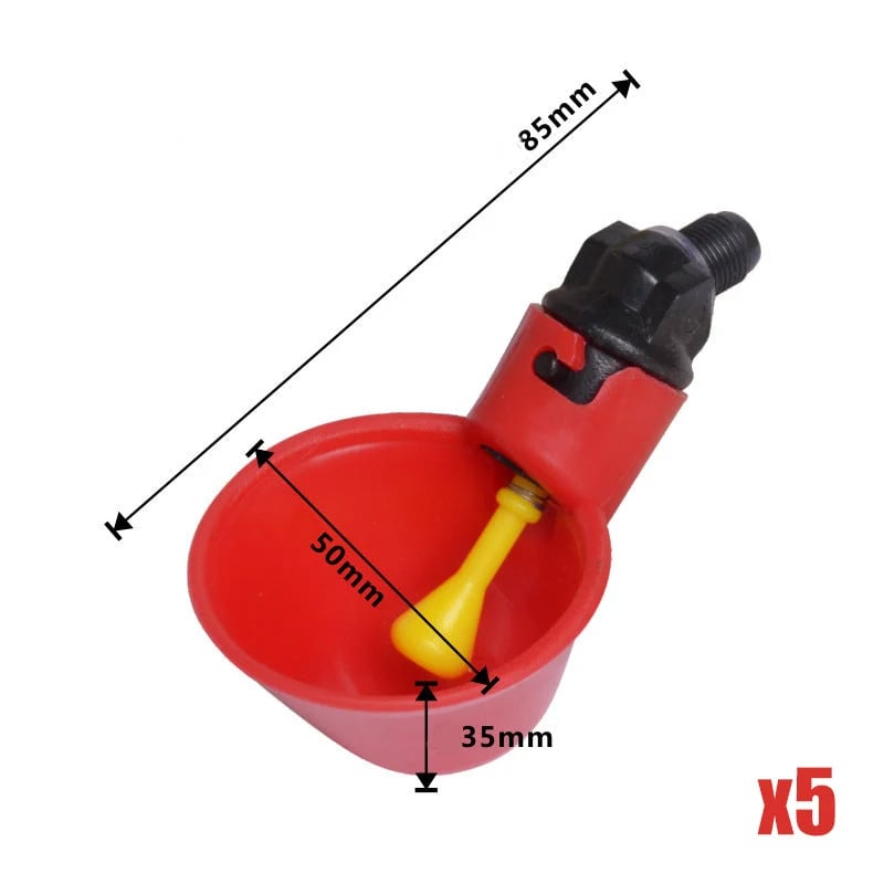 Red automatic poultry waterer cup dimensions
