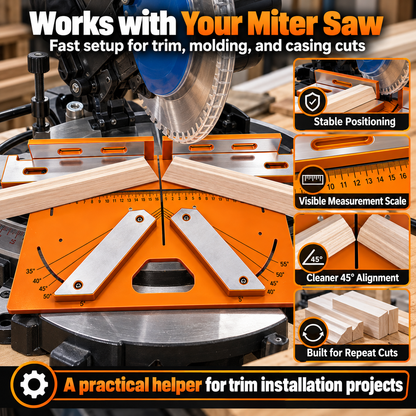 🛠️ Precision Miter Trim Cutting Jig | Adjustable 35°–55° Angles, Built-In Measuring Scale & Faster, Cleaner Trim Cuts 📐