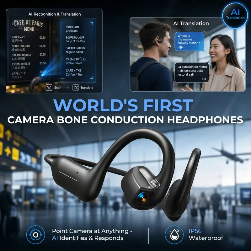 🎧Smart Open-Ear Camera Headset – Hands-Free POV Recording & Audio