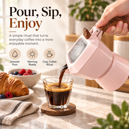 ☕ Compact Stovetop Coffee Maker – Watch Your Coffee Brew