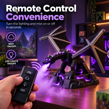 🐉💜 Epic Voxel Dragon Mist Diffuser – Purple LED Dragon Lamp, Remote-Controlled Cool Mist & Gaming Room Decor ✨🎮