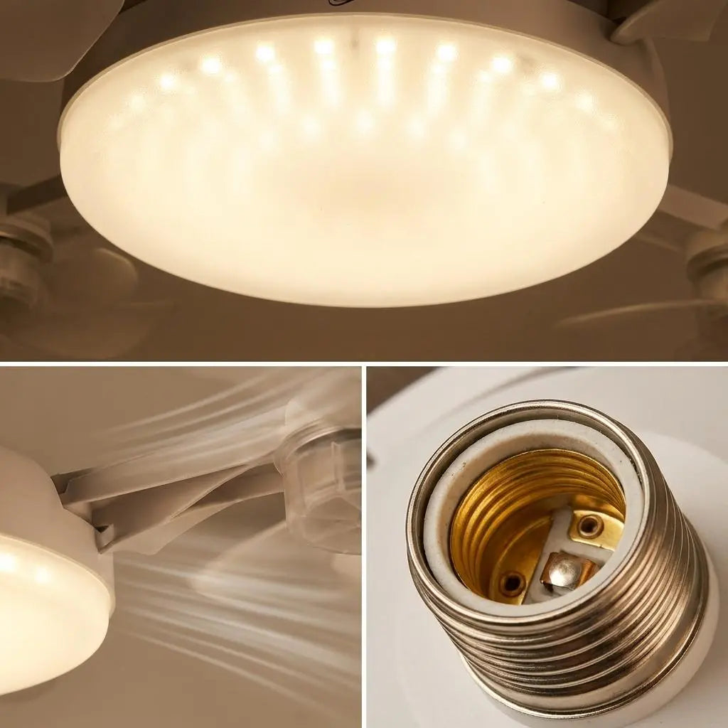 2026 New E27 Socket Ceiling Fan Light - 2-in-1 Silent LED Fan with Remote Control, Energy-Saving Cooling & Lighting Combo for Home Bedroom summervibes