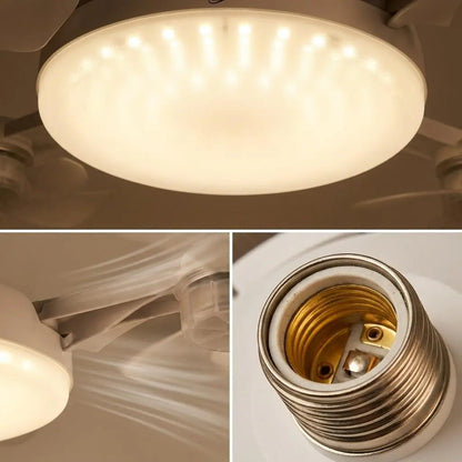 2026 New E27 Socket Ceiling Fan Light - 2-in-1 Silent LED Fan with Remote Control, Energy-Saving Cooling & Lighting Combo for Home Bedroom summervibes