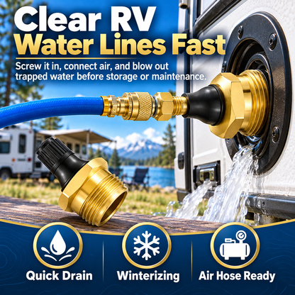 🚐🔧 Brass RV Water Line Blow-Out Plugs with Valve