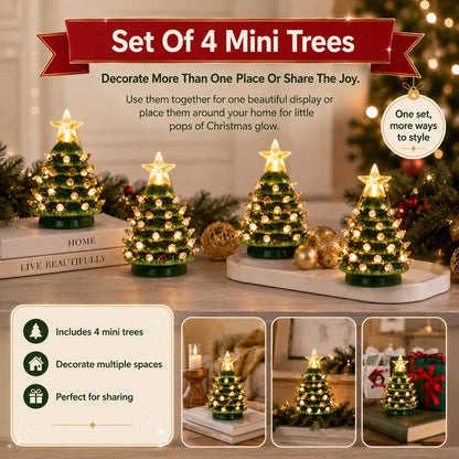 Christmas Set of 4 Mini Nostalgic Tree Ornaments with Gift Bags