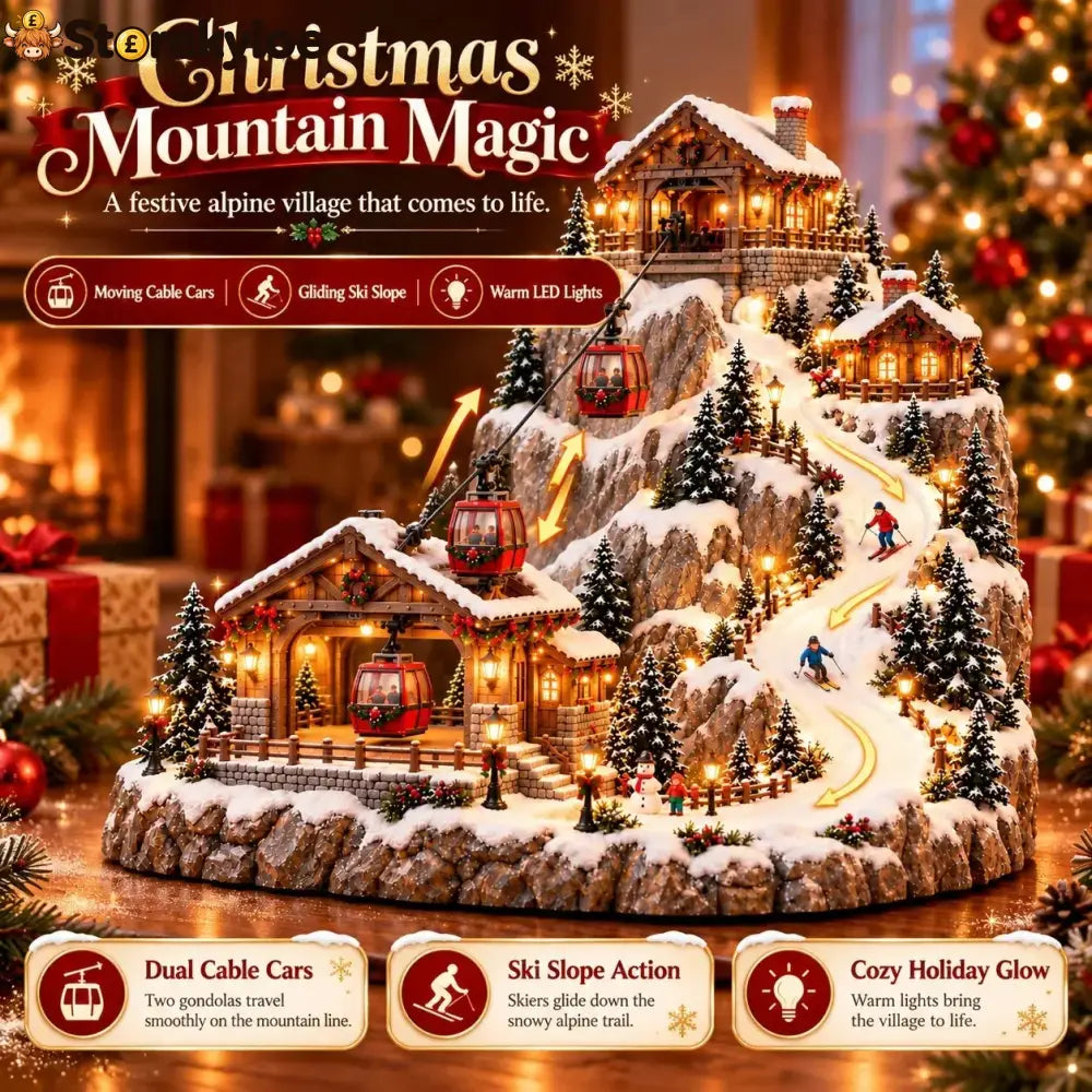 🎄🚡 Magical Christmas Cable Car Village – Animated Mountain Ski Resort with Festive Lights! ❄️✨
