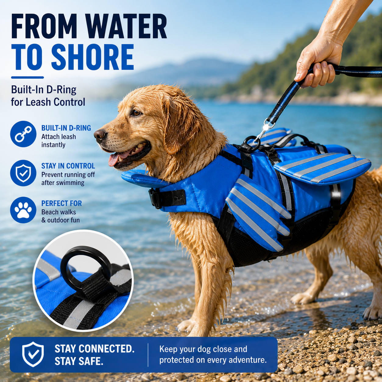 🔥Dog Life Jacket, High Buoyancy Wings Pet Life Vest with Extra Chin Float