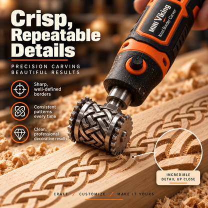 🪵 MINI Viking Knot Border Carver – Decorative Woodworking Roller Tool