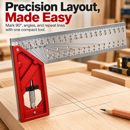 🛠️📐Precision Woodworking Layout Square – Multi-Function Angle & Marking Tool