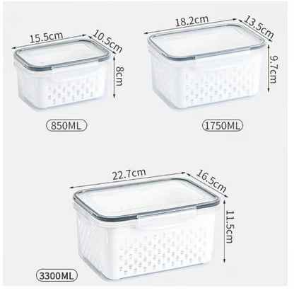 🥗Household transparent plastic food storage box-Including drain basket