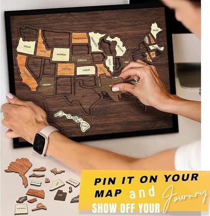🔥Wooden USA Travel Map Puzzle – Turn Every Trip Into a Memory🧩