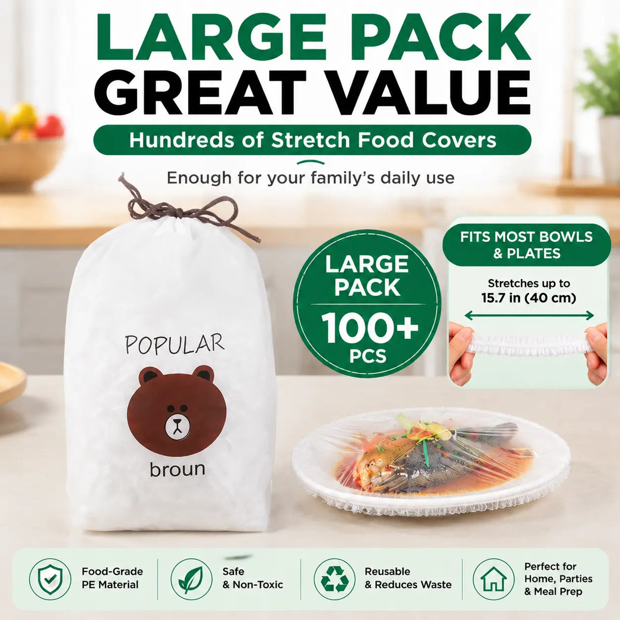 🥗🍽️100PCS Stretch Bowl Covers – Freshness Sealed, Waste Reduced
