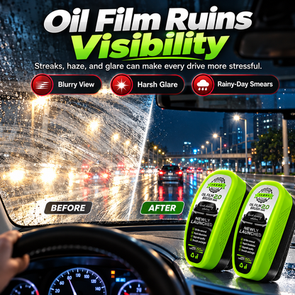 🚗✨ 2.0 Upgraded Car Glass Oil Film Remover Brush 🧽💦 | Quick & Easy Windshield Cleaning 🌧️🪟 | Remove Grease, Grime & Haze 🌟 Clearer Vision for Safer Driving 🚘💚