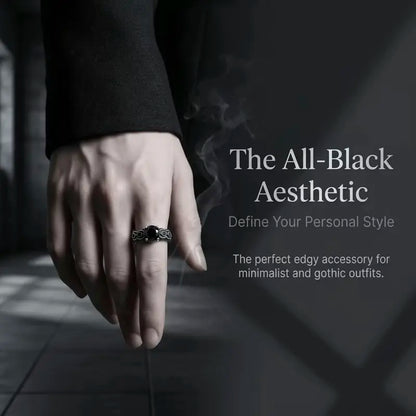 Sterling Silver Vintage Black Synthetic Obsidian Ring