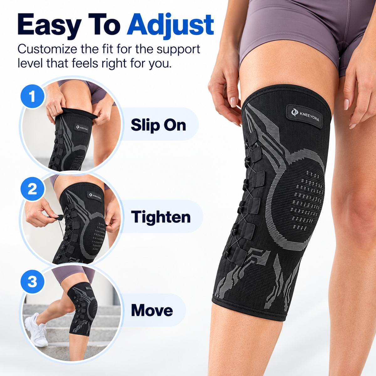 🦵Adjustable Lace-Up Knee Support Sleeve – Breathable Everyday Support