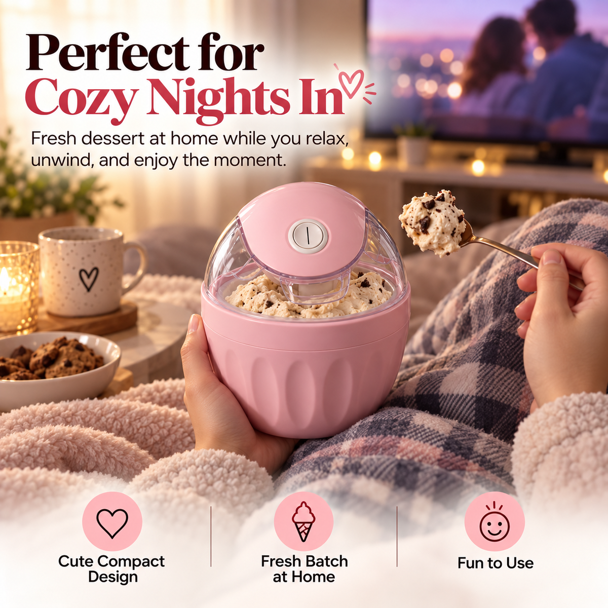🍦 Mini Homemade Ice Cream Maker – Compact One-Touch Frozen Dessert Machine