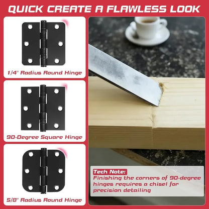 GJANSH Door Hinge Jig - Door Hinge Cut Out Tool for Door & Cabinet Hinges, Adjustable Mortising Template Fits 2.5" to 5" Hinges with 1/4" & 5/8" Radius & Square Corner Tools summerwins