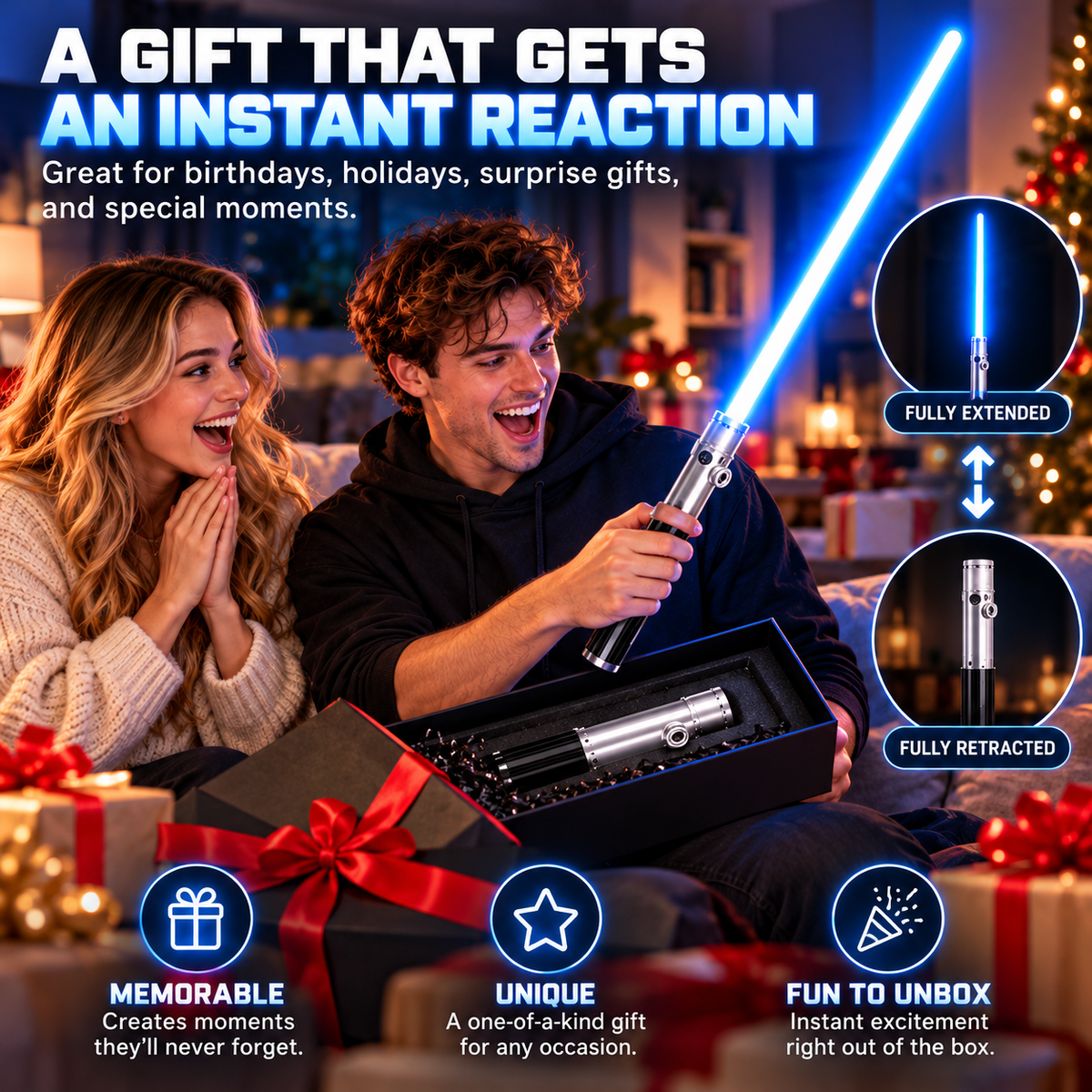 ⚡🔵🔴 Retractable LED Light Sword