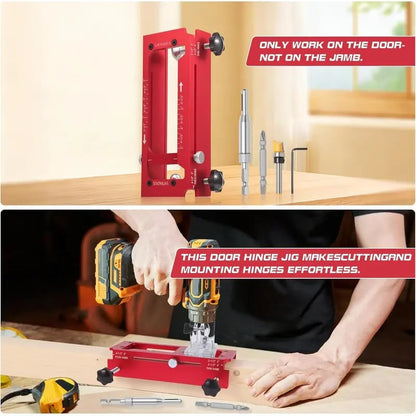 GJANSH Door Hinge Jig - Door Hinge Cut Out Tool for Door & Cabinet Hinges, Adjustable Mortising Template Fits 2.5" to 5" Hinges with 1/4" & 5/8" Radius & Square Corner Tools summerwins