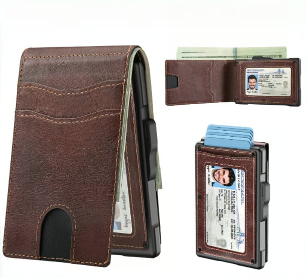 ⚡Hot Sales 49% OFF🔥Pop-Up Aluminum Wallet for Men – RFID Blocking, Slim Leather Front Pocket, Cash Slot & ID Window, Gift Box Included