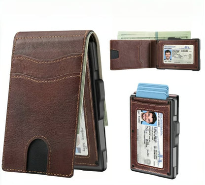 ⚡Hot Sales 49% OFF🔥Pop-Up Aluminum Wallet for Men – RFID Blocking, Slim Leather Front Pocket, Cash Slot & ID Window, Gift Box Included