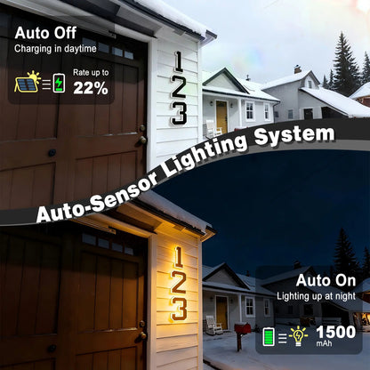 ISUNMEA 9 Inch Solar Lighted House Numbers for Outside, Light Up Waterproof LED Address Numbers Signs