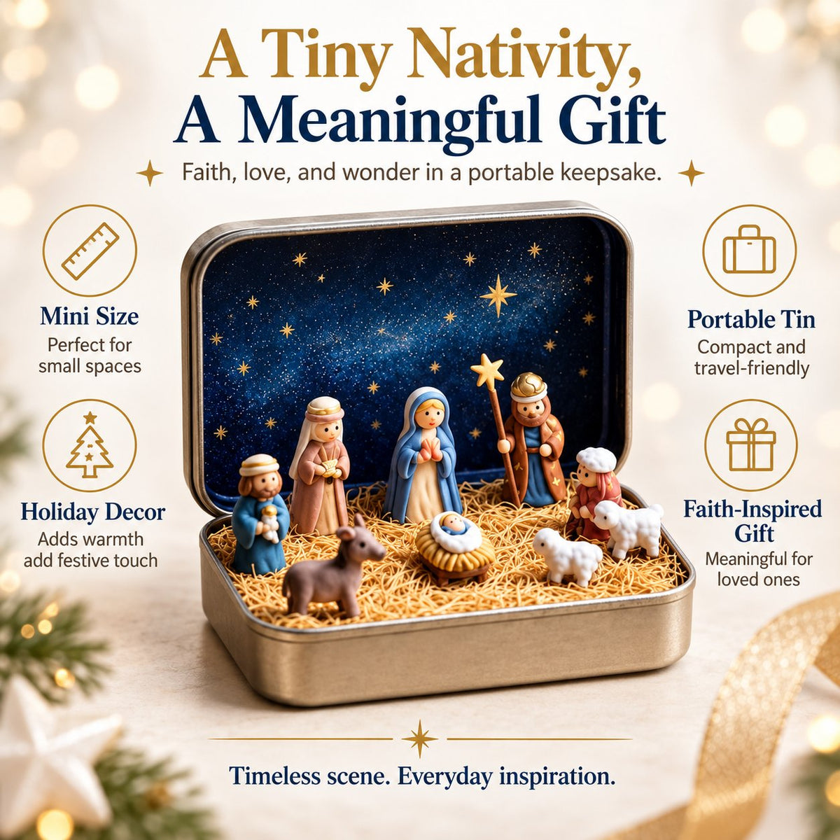 🔥HOT SALE 49% OFF - ✝️Religious Pocket-Size Mini Nativity Scene Set with Storage Box