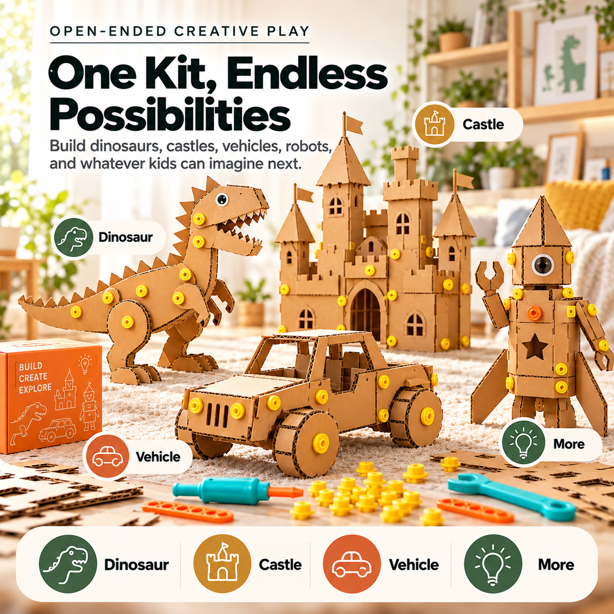 🛠️🌈 Kids Cardboard DIY Building Kit