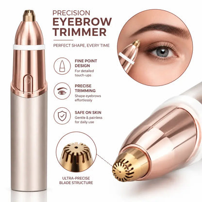 2-in-1 Women's Facial & Eyebrow Hair Trimmer | Rechargeable Painless Face Razor & Precision Eyebrow Shaper