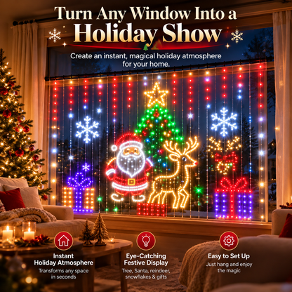 🎅Smart RGB Christmas Curtain Lights – App-Controlled Animated Holiday Window Display