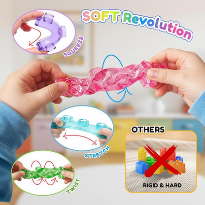 Soft Jelly Blocks , Squishy Multi-color Stacking Jelly Building Blocks Toy Set