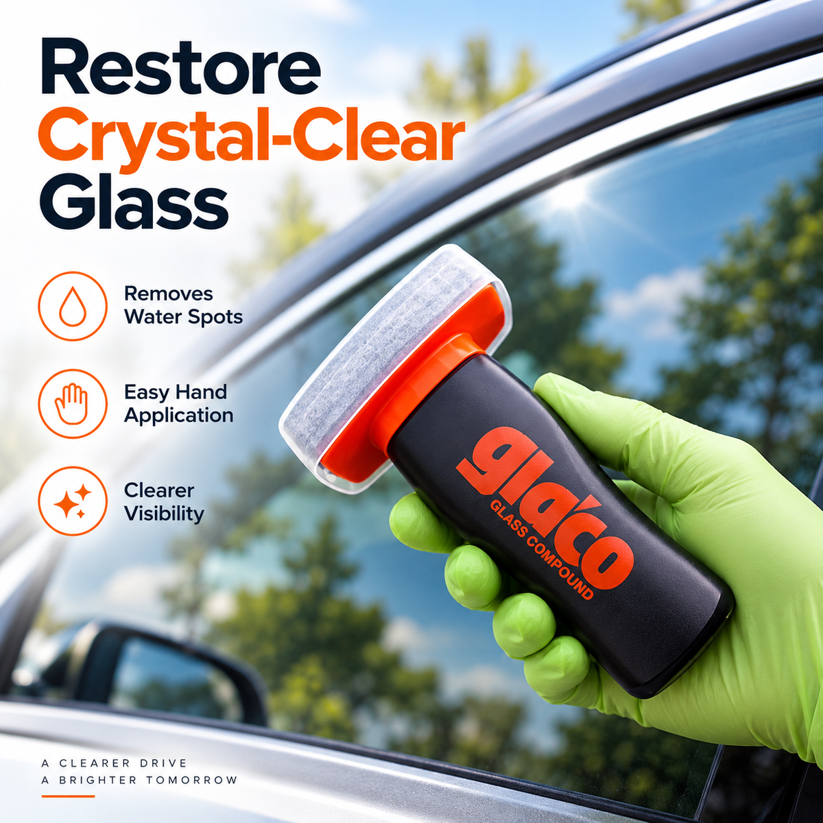 🚗 Car Glass Water Spot Remover with Built-In Applicator – Easy Windshield & Window Glass Care