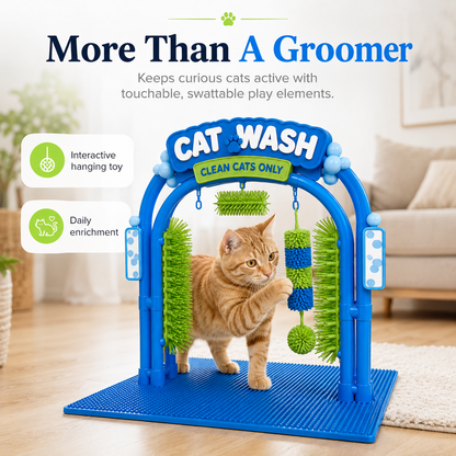 🐱 Interactive Cat Self-Grooming Arch – Multi-Angle Massage Brush & Play Station