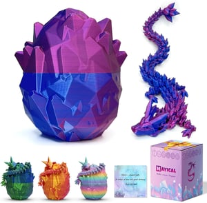12" 3D Printed Dragon Egg Set with Gift Box & Card, Easter Eggs Mythical Dragon Eggs with Dragon Inside