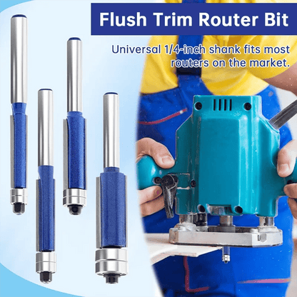 🔩Professional 4-Piece Double Bearing Flush Trim Router Bit Set